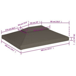 Walplus 2-Tier Gazebo Top Cover 310 G/ma 4X3 M Taupe - thumbnail 6