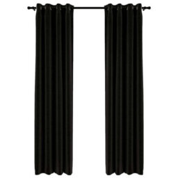 Berkfield Linen-Look Blackout Curtains 2 Pcs Anthracite 140X225Cm - thumbnail 2