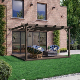 Rutland County Garden Furniture Premium Wall Mounted Pergola And Decking Kit - Wood - L480 X W480 X H270 Cm - Rustic Brown - thumbnail 2