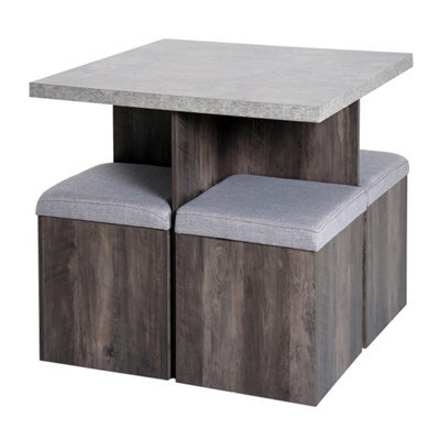 Dining Table W/ 4 Ottomans Seats Kitchen Home Furniture Set Modern Style - image 1