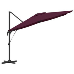 Berkfield Modern Cantilever Roma Parasol Bordeaux Red 286X285X265 Cm Aluminium - thumbnail 6
