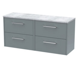 Balterley Winshill Contemporary 4 Drawer Wall Hung Vanity Unit With Laminate Worktop, Grey, 1200mm