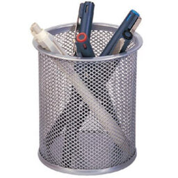 Q-Connect Mesh Pen Pot Silver Kf00846 - thumbnail 4