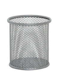 Q-Connect Mesh Pen Pot Silver Kf00846 - thumbnail 1