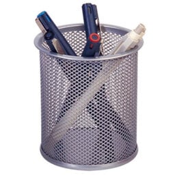 Q-Connect Mesh Pen Pot Silver Kf00846 - thumbnail 2