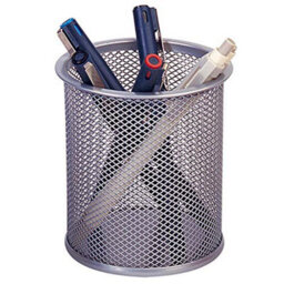 Q-Connect Mesh Pen Pot Silver Kf00846 - thumbnail 3