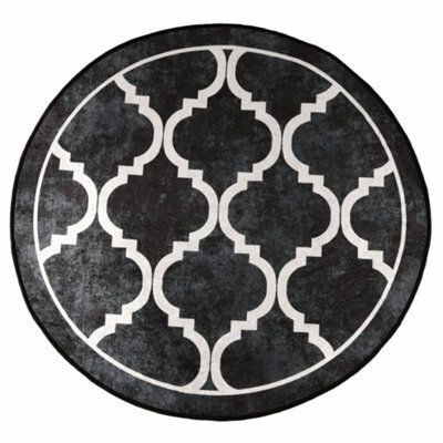 Berkfield Durable Rug Washable Black And White Size  120 Cm Anti Slip