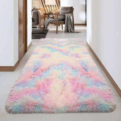 Ameha Rainbow Shaggy Rugs Bedroom Living Room Kitchen Hallway Extra Large Runner Rug Smooth Non Shedding Carpet 80X300 Cm - image 1