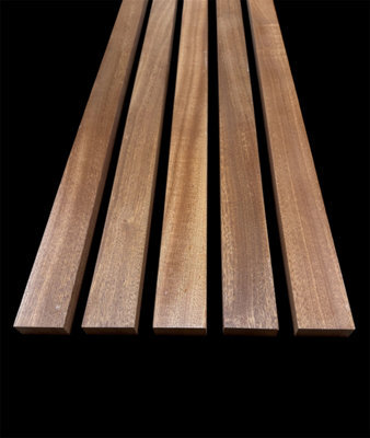 Solid African Sapele Decor Slats Wall Decoration Room Divider 5 Pack (L) 2400mm X (W) 50mm X (T) 20mm - image 1