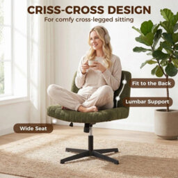 Desk Chair With Wide Seat, Thick Padding, Rock Function, Green - thumbnail 3