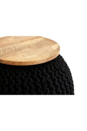 Orsina Comfortable Black Woven Pouffe, Plump Round Body Pouffe For Bedroom, Chunky Pattern Pouffe For Livingroom - thumbnail 4