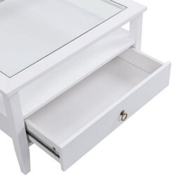 Furniture in Fashion Stanley Square Glass Coffee Table With 2 Drawers In White - thumbnail 8