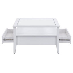 Furniture in Fashion Stanley Square Glass Coffee Table With 2 Drawers In White - thumbnail 6