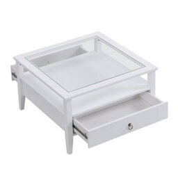 Furniture in Fashion Stanley Square Glass Coffee Table With 2 Drawers In White - thumbnail 7