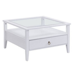 Furniture in Fashion Stanley Square Glass Coffee Table With 2 Drawers In White - thumbnail 4