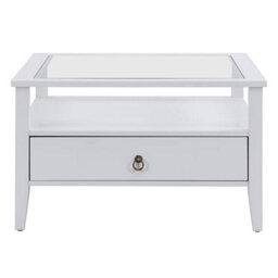 Furniture in Fashion Stanley Square Glass Coffee Table With 2 Drawers In White - thumbnail 5