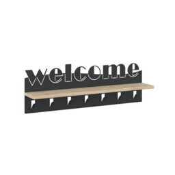 Decortie Modern Welcome Letter Wall Hanger Oak Metal 7 Metal Hooks For Hanging Shelf Rack Hotels Hallway Bedroom (Black) - thumbnail 2