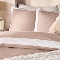 Ohs Contrast Border Microfibre Bedding Set Duvet Cover With Pillowcase, Natural/ivory - King - thumbnail 4