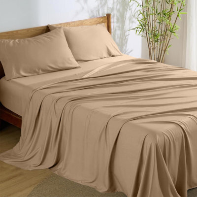 Aspire Homeware 100% Egyptian Cotton Flat Sheet Deep Coverage Ultracool Flat Bedding Beige Sheet King, (L)298Cmx(W)270Cm - image 1