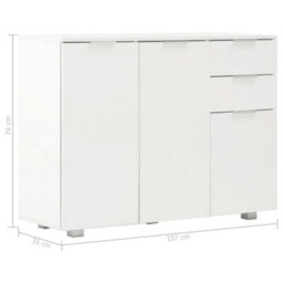Berkfield Sideboard High Gloss White 107X35X76 Cm - thumbnail 8