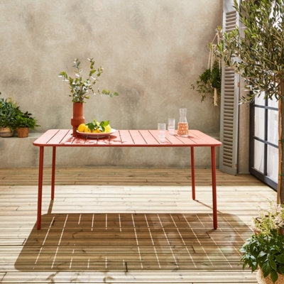 Sweeek - 6-8 Seater Rectangular Steel Garden Table Terracotta 160X90X72.5 Cm - Amelia 160Cm - image 1
