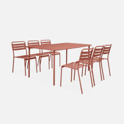6-8 Seater Rectangular Steel Garden Table Terracotta - Sweeek - thumbnail 4