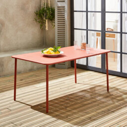 6-8 Seater Rectangular Steel Garden Table Terracotta - Sweeek - thumbnail 2
