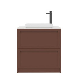 Royal Bathrooms Royal Bathroom Elmore 800mm Terracotta Clay Freestanding Bathroom Vanity Unit 2 Drawer Plain White Worktop With Qubix Basin - thumbnail 7