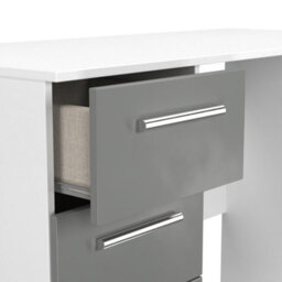 Trent 3 Drawer Desk In Dusk Grey & White Matt (Ready Assembled) - thumbnail 6