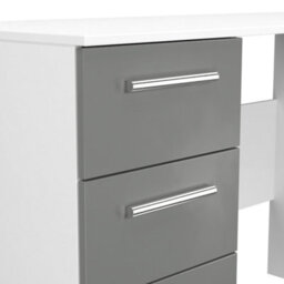 Trent 3 Drawer Desk In Dusk Grey & White Matt (Ready Assembled) - thumbnail 5