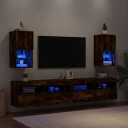 Walplus Tv Cabinets With Led Lights 2 Pcs Smoked Oak 30.5X30X60 Cm - thumbnail 4