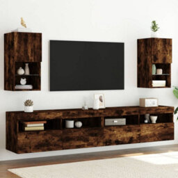 Walplus Tv Cabinets With Led Lights 2 Pcs Smoked Oak 30.5X30X60 Cm - thumbnail 1