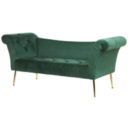 Beliani Chaise Longue Nantilly Velvet Dark Green - thumbnail 4