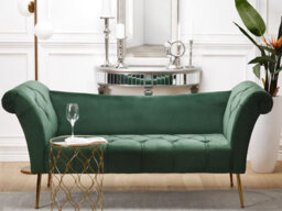 Beliani Chaise Longue Nantilly Velvet Dark Green - thumbnail 2