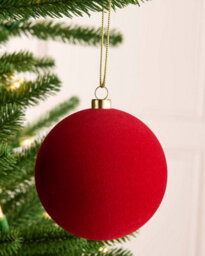 Werchristmas Set Of 9 Velvet Baubles, Red, 10 Cm - thumbnail 5