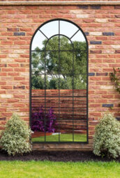 "Mirroroutlet Arcus - Black Framed Arched Window Garden Mirror 71"" X 33.5"" (180 X 85Cm)" - thumbnail 2