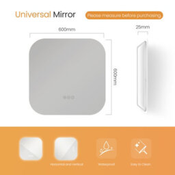 Emke Illuminated Bathroom Mirror 600X600mm Frameless Wall Mounted Mirror With Touch, Anti-Fog, Dimmable & 3 Colors - thumbnail 5