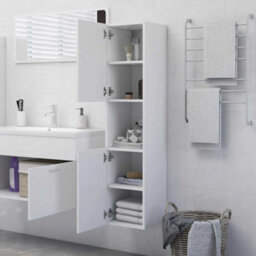 Berkfield Sturdy Bathroom Cabinet White 30X30X130 Cm Engineered Wood - thumbnail 3