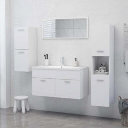 Berkfield Sturdy Bathroom Cabinet White 30X30X130 Cm Engineered Wood - thumbnail 9