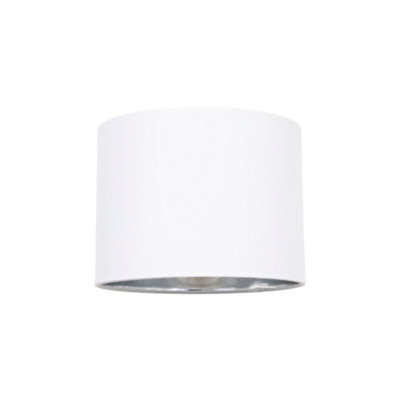 Happy Homewares Modern White Cotton Fabric Small 8 Lamp Shade With Shiny Silver Inner - image 1