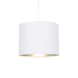 Happy Homewares Modern White Cotton Fabric Small 8 Lamp Shade With Shiny Silver Inner - thumbnail 2