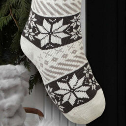Dibor Grey And White Fair Isle Snowflake Xmas Gift Decoration Christmas Stocking For Kids - thumbnail 4
