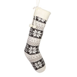Dibor Grey And White Fair Isle Snowflake Xmas Gift Decoration Christmas Stocking For Kids - thumbnail 2