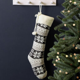 Dibor Grey And White Fair Isle Snowflake Xmas Gift Decoration Christmas Stocking For Kids - thumbnail 1