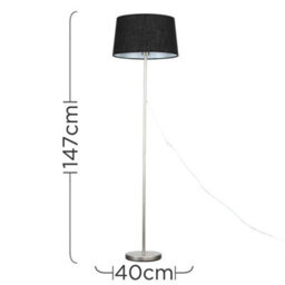Valuelights Charles Brushed Chrome Floor Lamp With Black Linen Shade - thumbnail 6