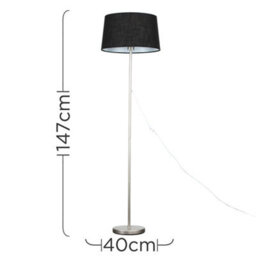 Valuelights Charles Brushed Chrome Floor Lamp With Black Linen Shade - thumbnail 7