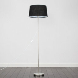 Valuelights Charles Brushed Chrome Floor Lamp With Black Linen Shade - thumbnail 4