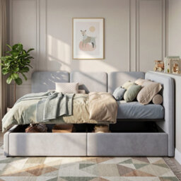 Velvet Ottoman Daybed With Storage - thumbnail 2