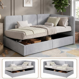 Velvet Ottoman Daybed With Storage - thumbnail 1