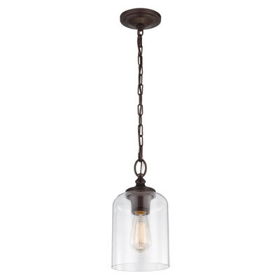 Stylish 1 Bulb Ceiling Pendant Light In Oil Rubbed Bronze With Led E27 60W Bulb